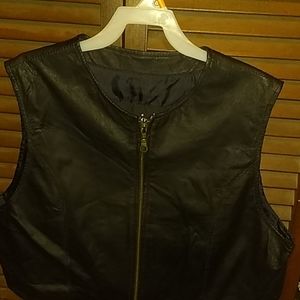 Black leather vest